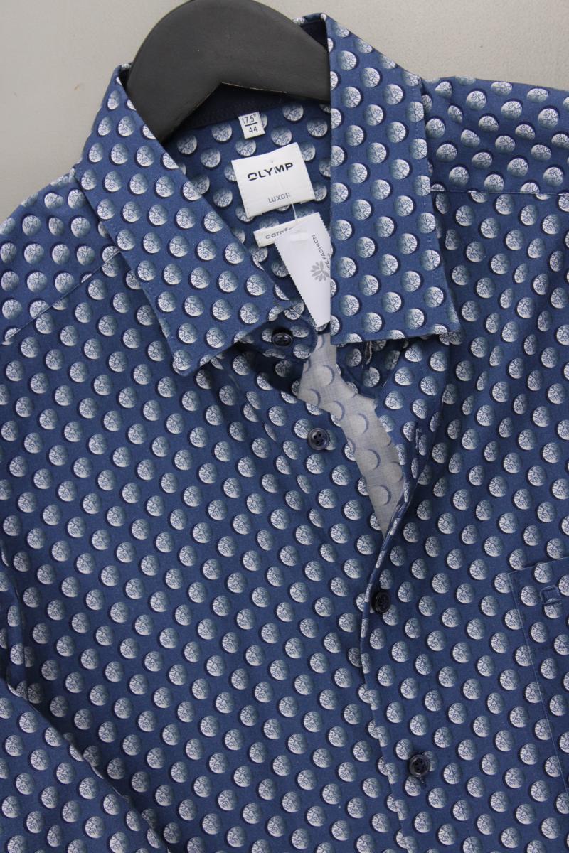 Olymp Langarmhemd für Herren Gr. Hemdgröße 44 blau aus Baumwolle