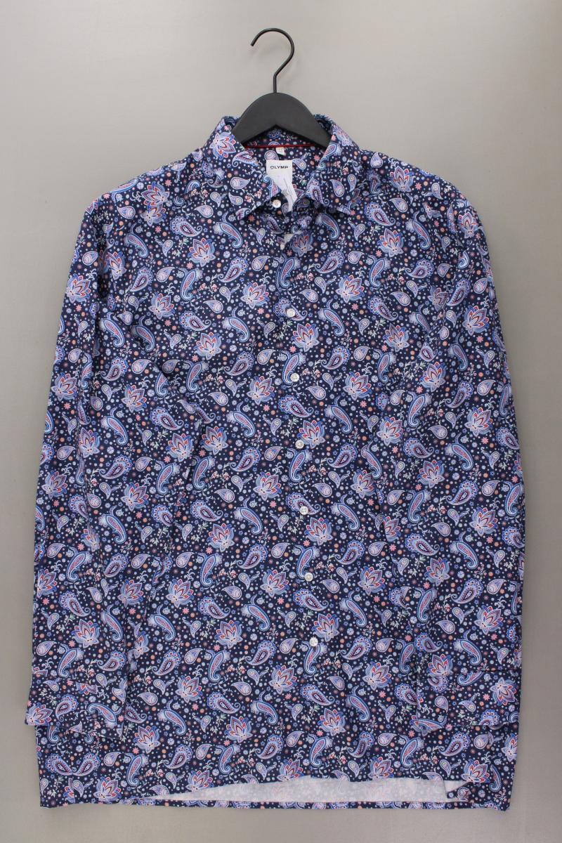 Olymp Langarmhemd für Herren Gr. Hemdgröße 44 mit Paisleymuster blau