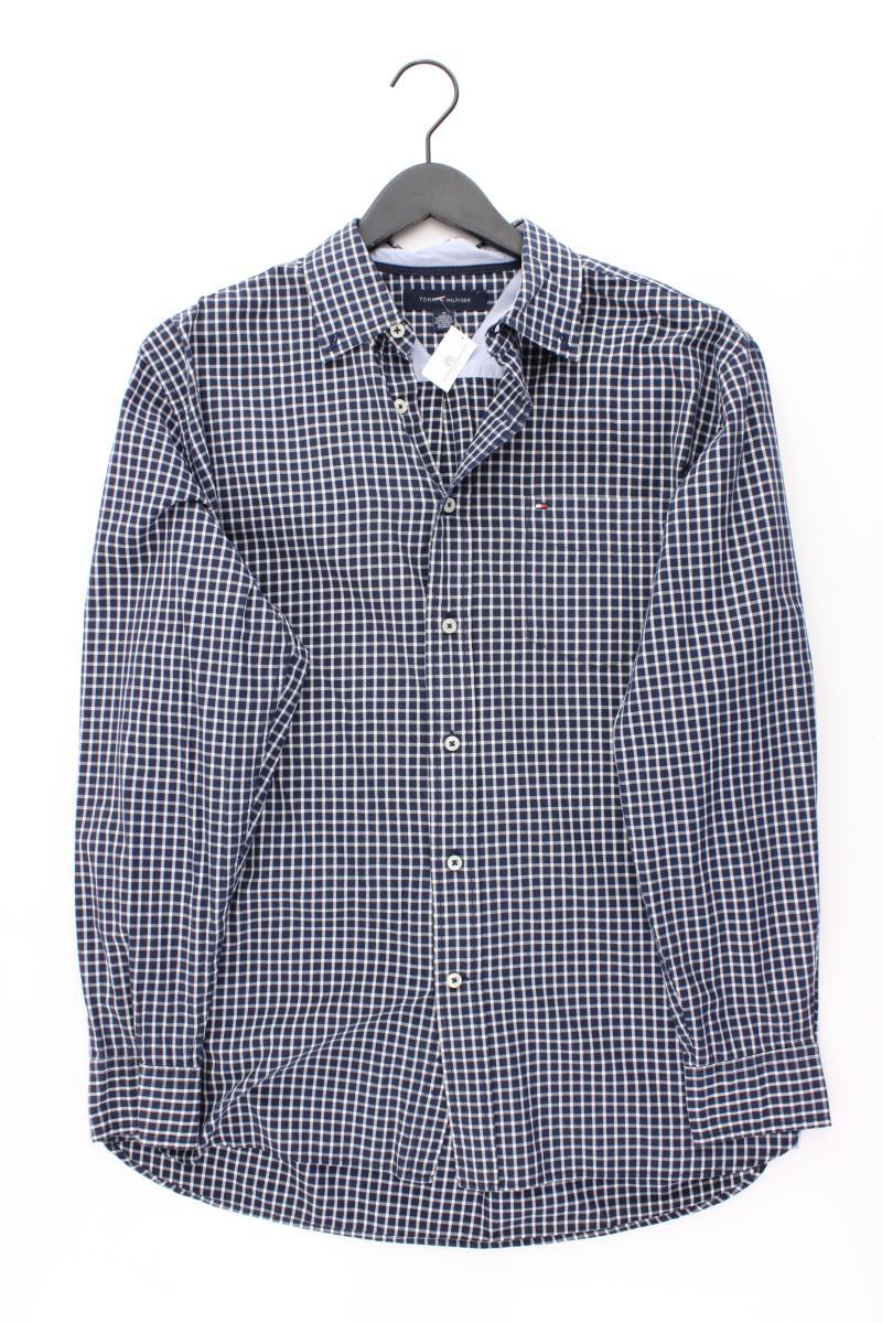 Tommy Hilfiger Langarmhemd für Herren Gr. M geometrisches Muster blau
