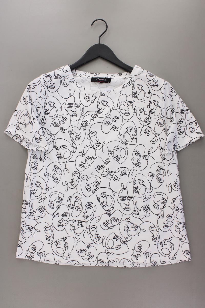 Aniston Printshirt Gr. 40/42 neuwertig Kurzarm weiß aus Baumwolle
