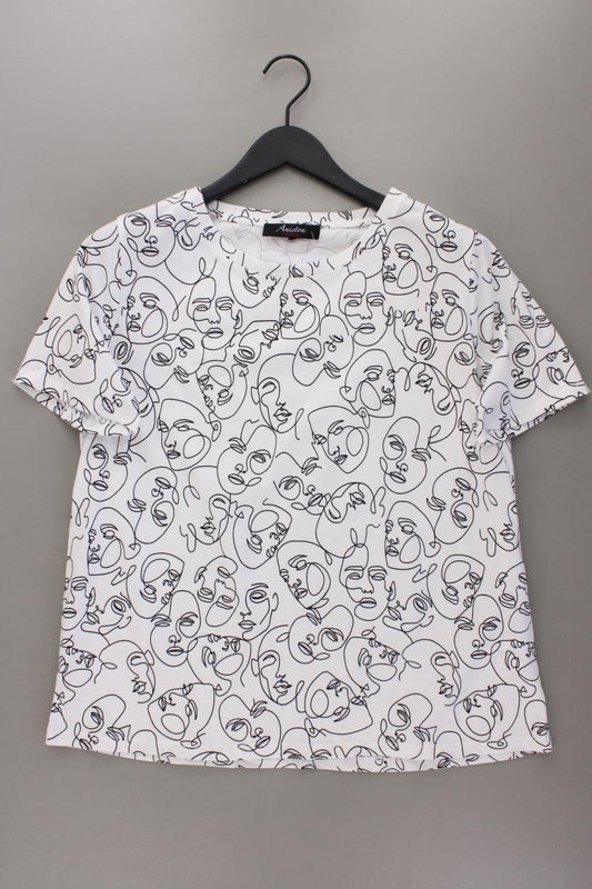 Aniston Printshirt Gr. 40/42 neuwertig Kurzarm weiß aus Baumwolle