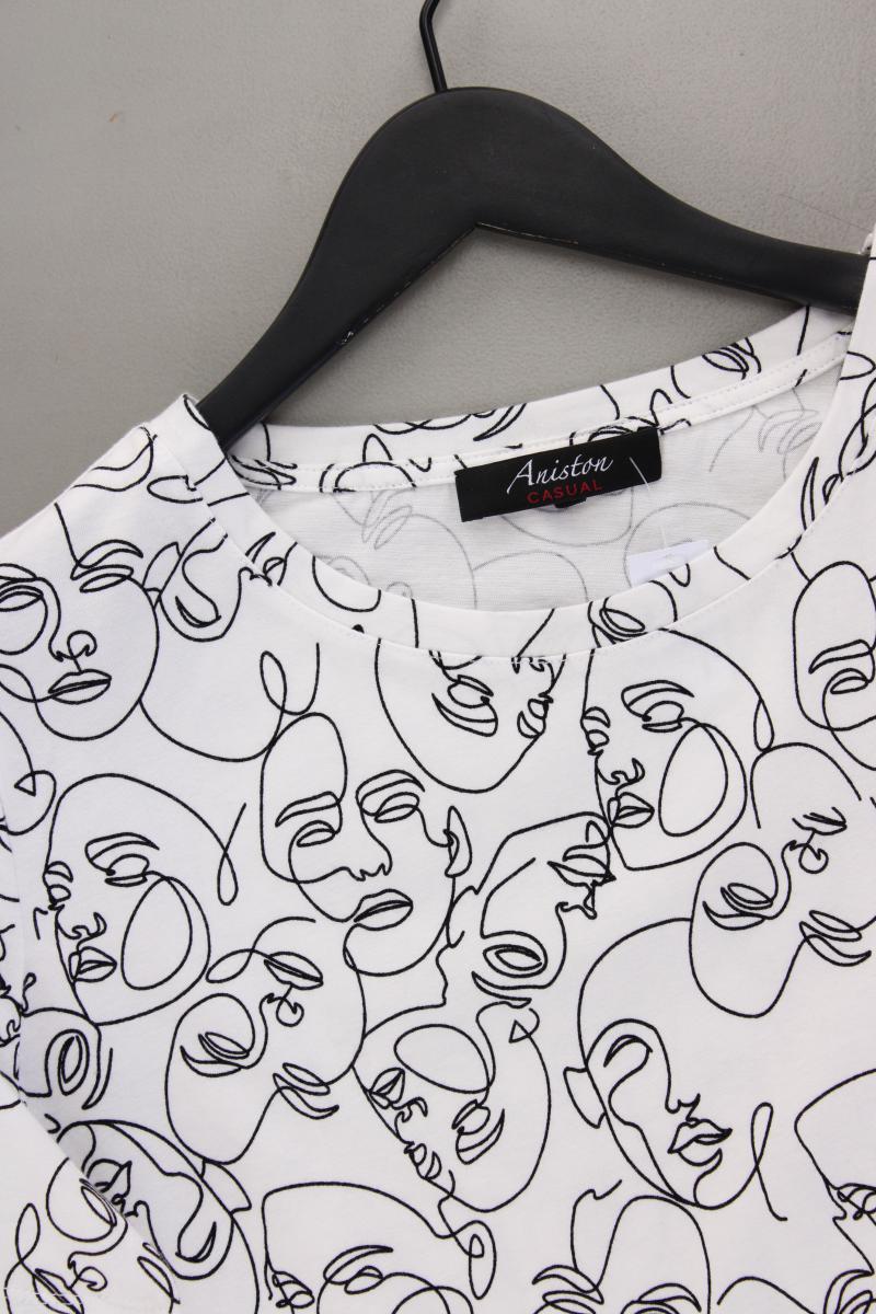 Aniston Printshirt Gr. 40/42 neuwertig Kurzarm weiß aus Baumwolle