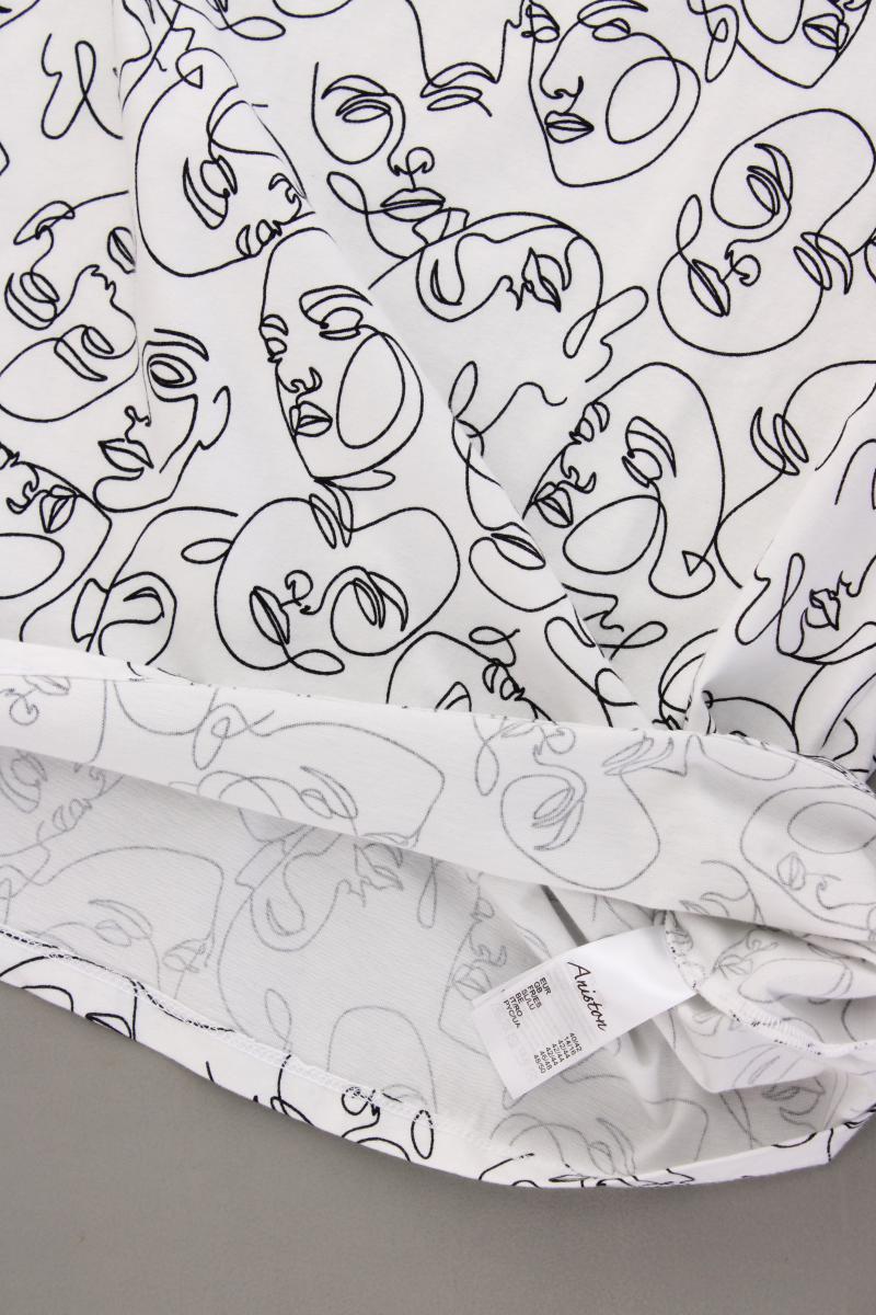 Aniston Printshirt Gr. 40/42 neuwertig Kurzarm weiß aus Baumwolle