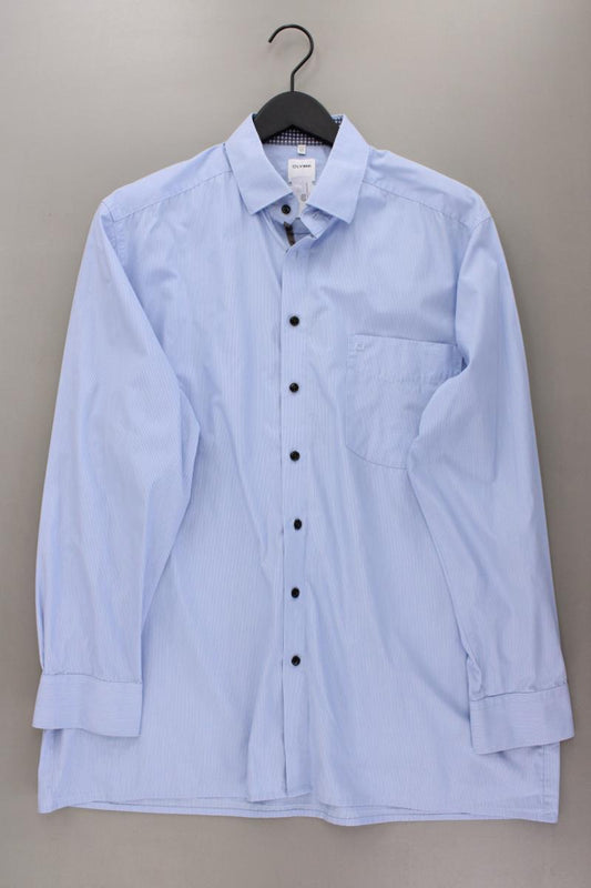 Olymp Langarmhemd für Herren Gr. Hemdgröße 44 blau aus Baumwolle