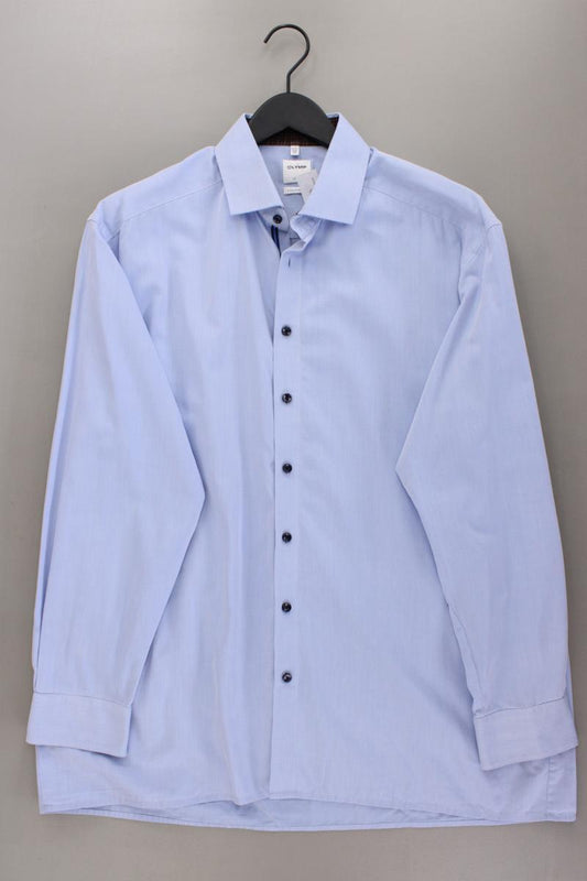 Olymp Langarmhemd für Herren Gr. Hemdgröße 44 blau aus Baumwolle