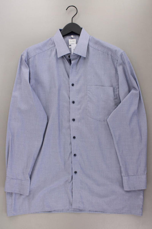 Olymp Langarmhemd für Herren Gr. Hemdgröße 44 blau aus Baumwolle