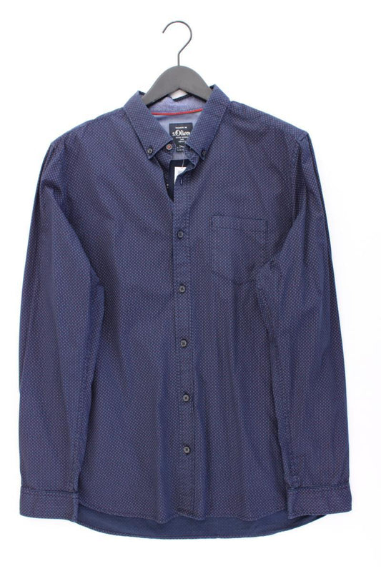 s.Oliver Langarmhemd für Herren Gr. XL blau aus Baumwolle