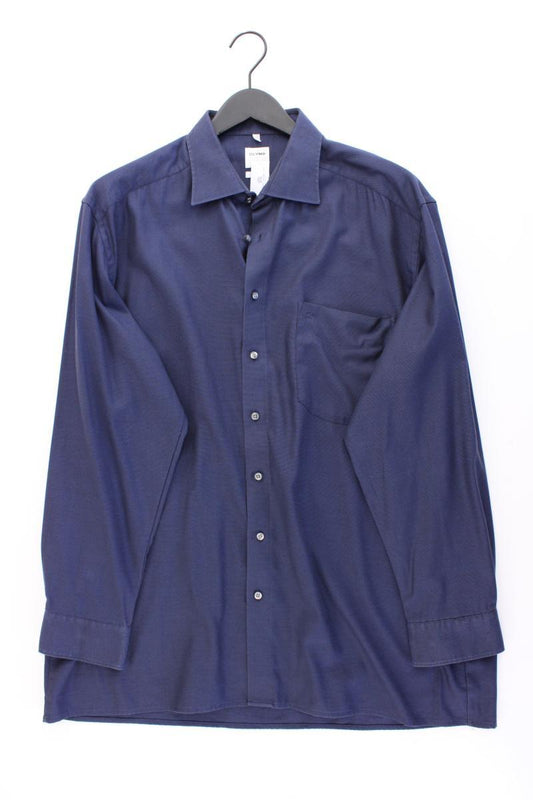 Olymp Langarmhemd für Herren Gr. Hemdgröße 44 blau aus Baumwolle