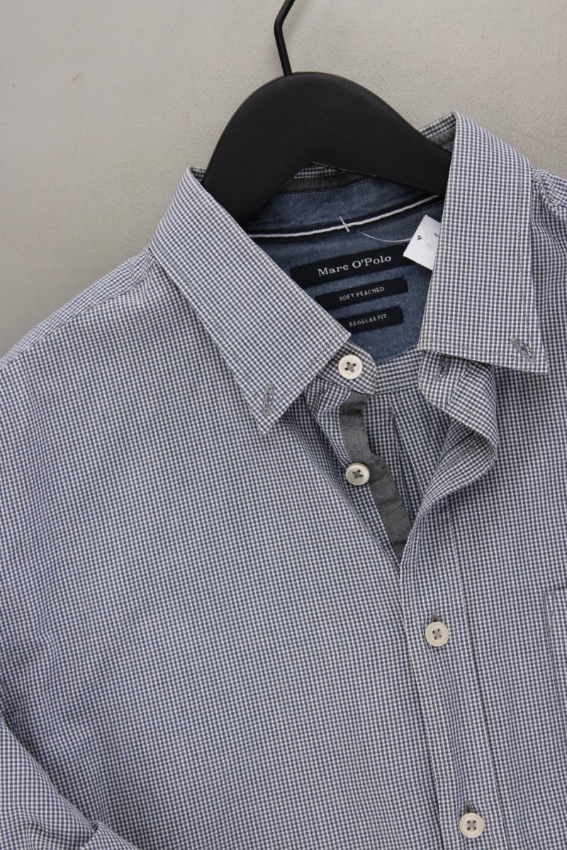Marc O'Polo Karohemd für Herren Gr. Hemdgröße 41/42 kariert Langarm grau