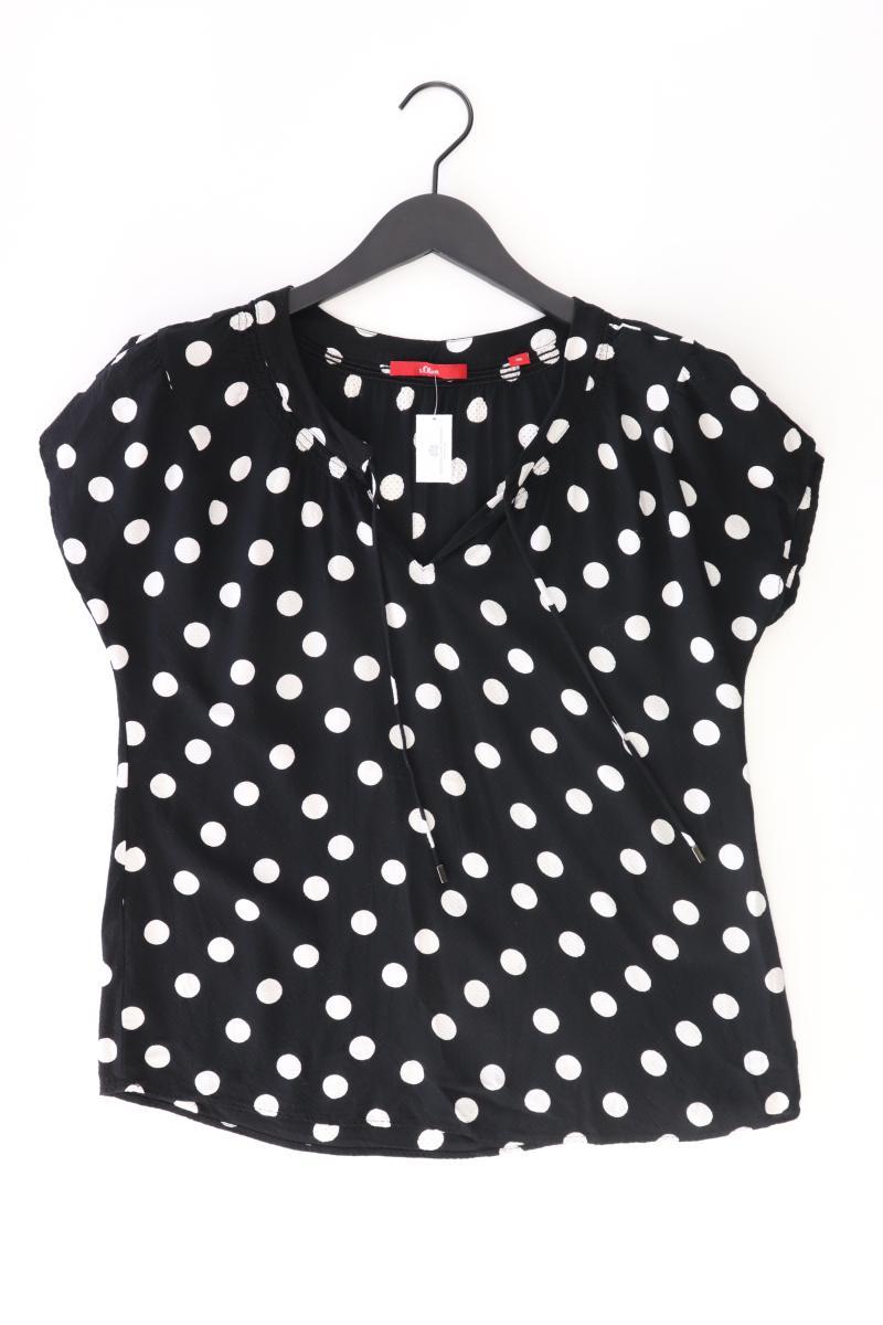 s.Oliver Kurzarmbluse Gr. 36 gepunktet schwarz