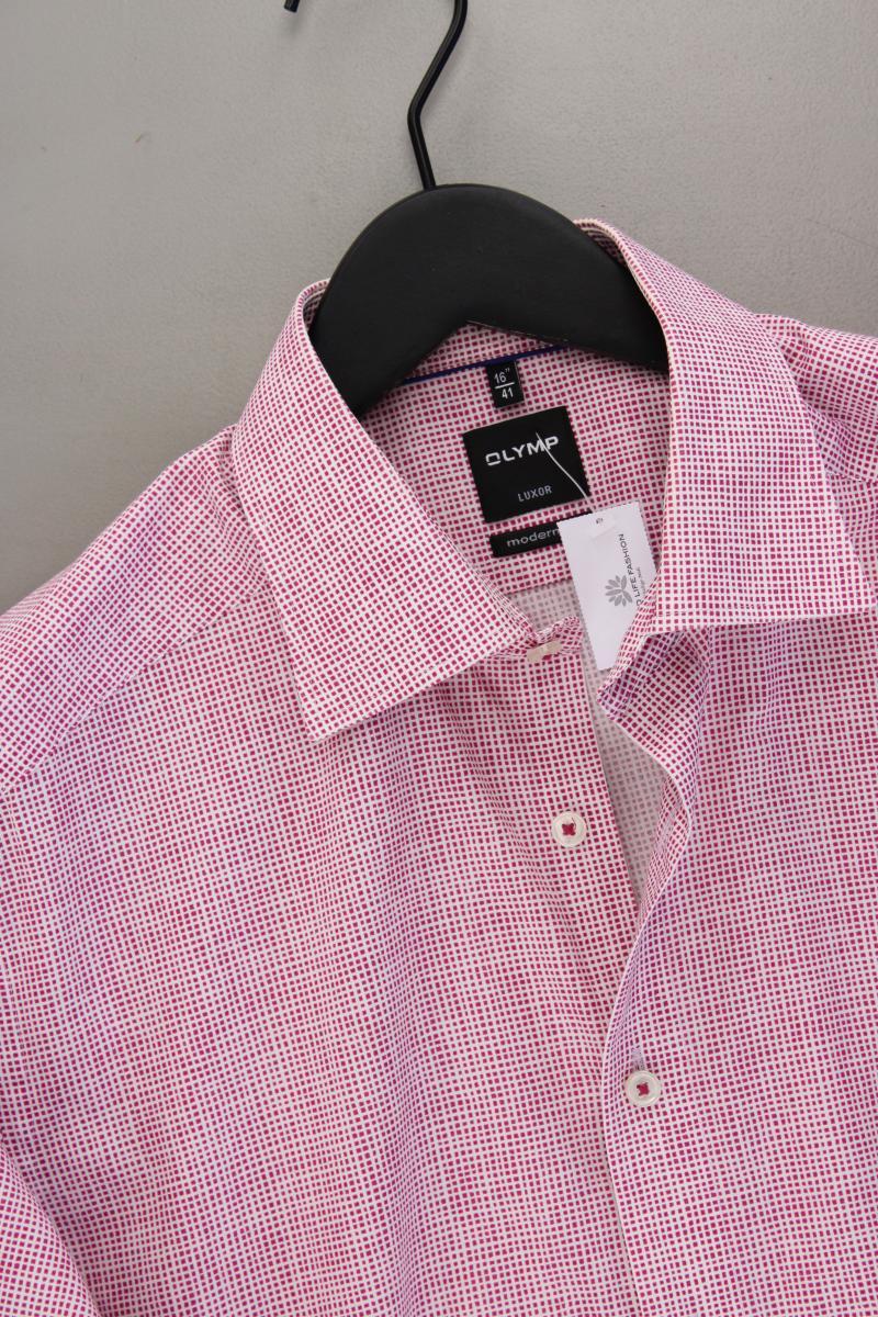 Olymp Kurzarmhemd für Herren Gr. Hemdgröße 41 neuwertig rot aus Baumwolle