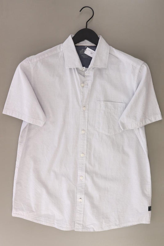 s.Oliver Kurzarmhemd für Herren Gr. M gestreift blau aus Baumwolle