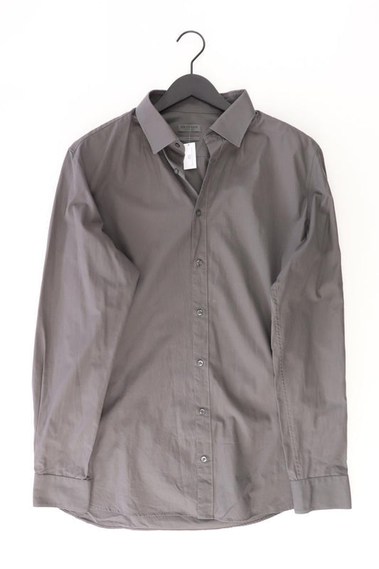 Sir Oliver Langarmhemd für Herren Gr. Hemdgröße 43 grau aus Baumwolle
