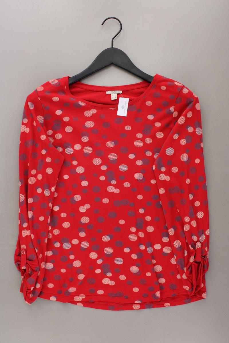 Esprit Longsleeve-Shirt Gr. L gepunktet Langarm rot aus Baumwolle