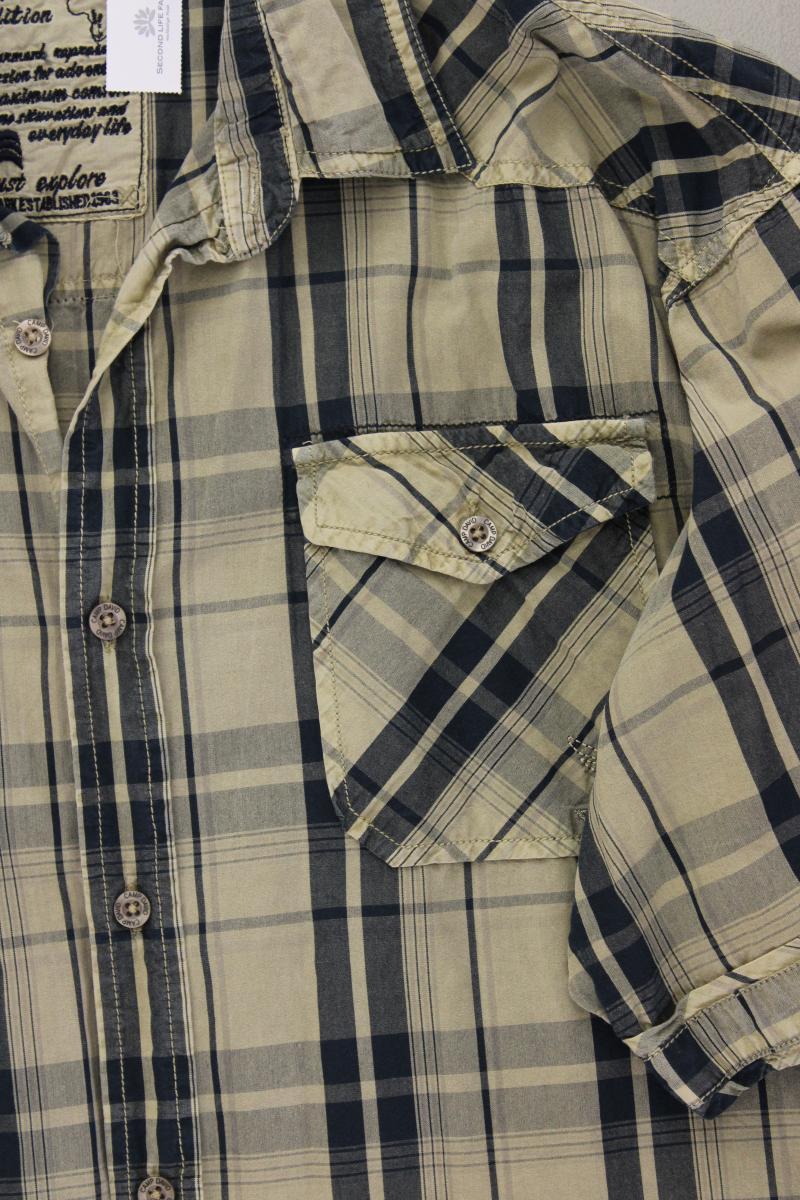 Camp David Karohemd für Herren Gr. XXXL kariert Kurzarm braun aus Baumwolle