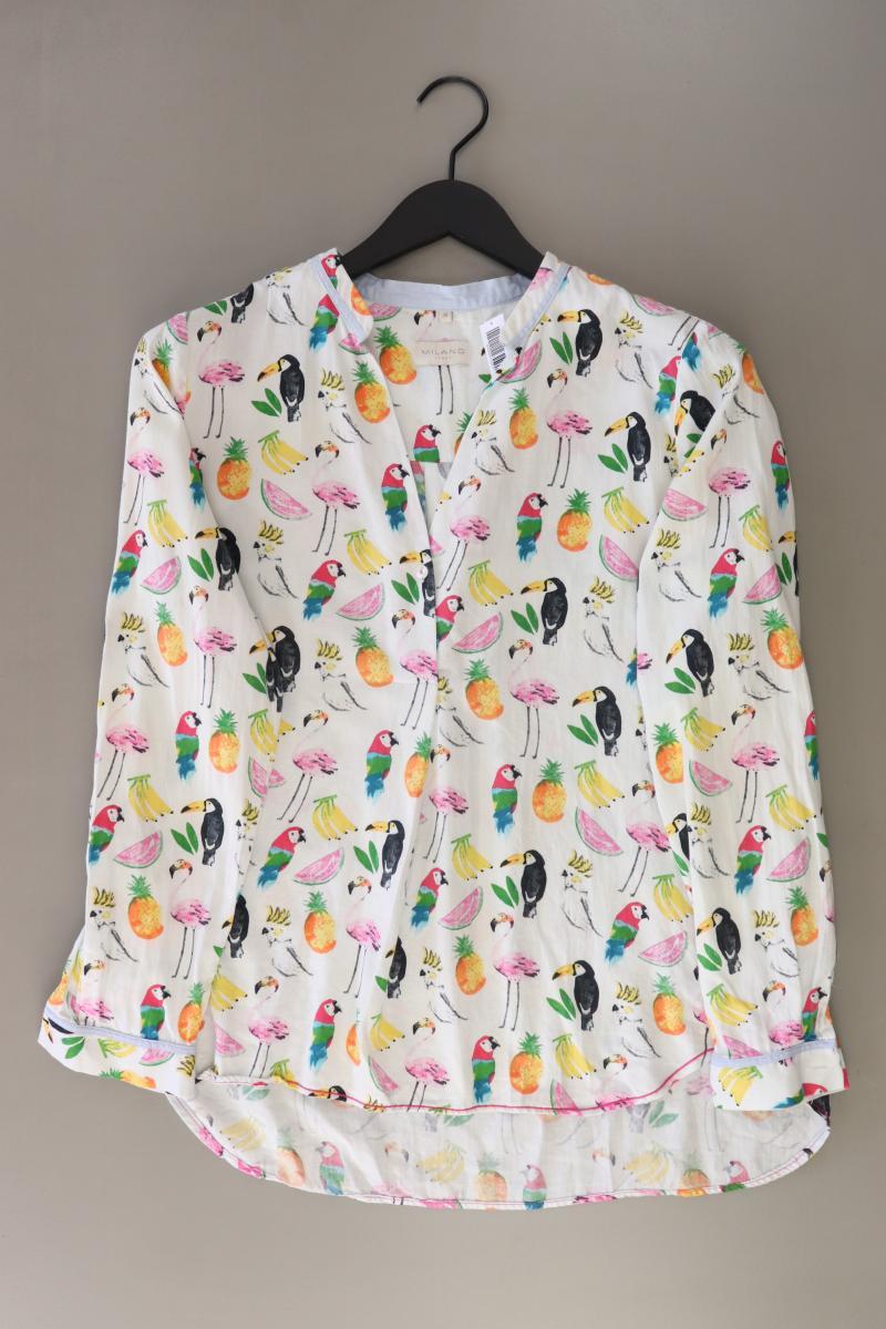 Milano Italy Bluse mit tropischem Muster Gr. 38 Langarm mehrfarbig