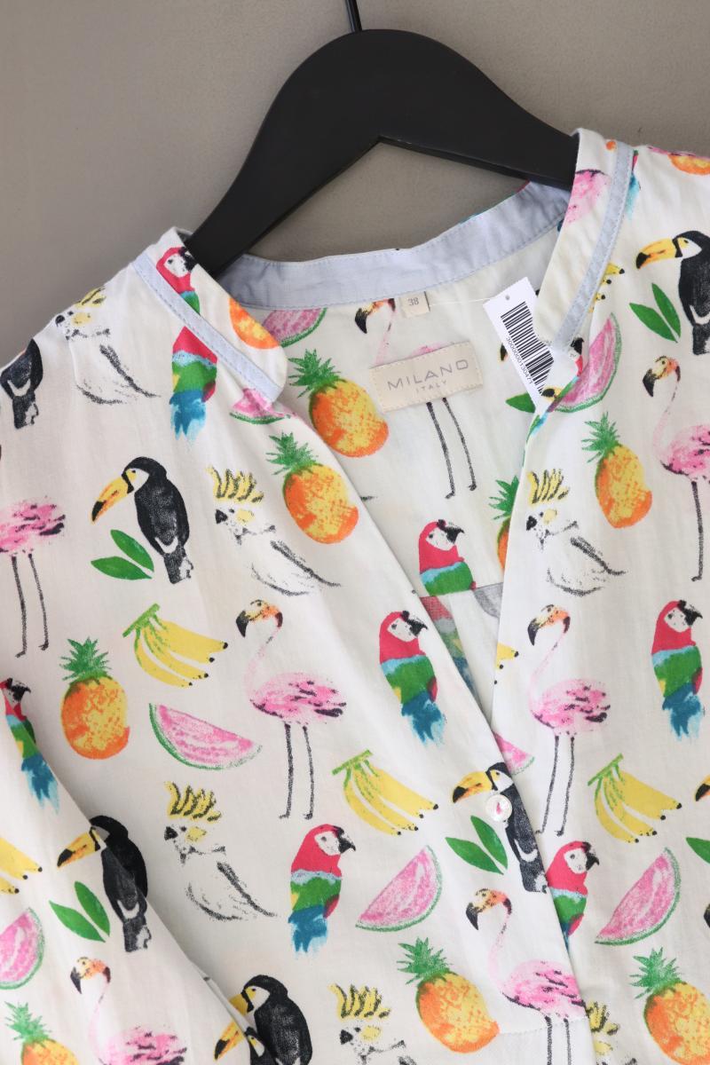 Milano Italy Bluse mit tropischem Muster Gr. 38 Langarm mehrfarbig