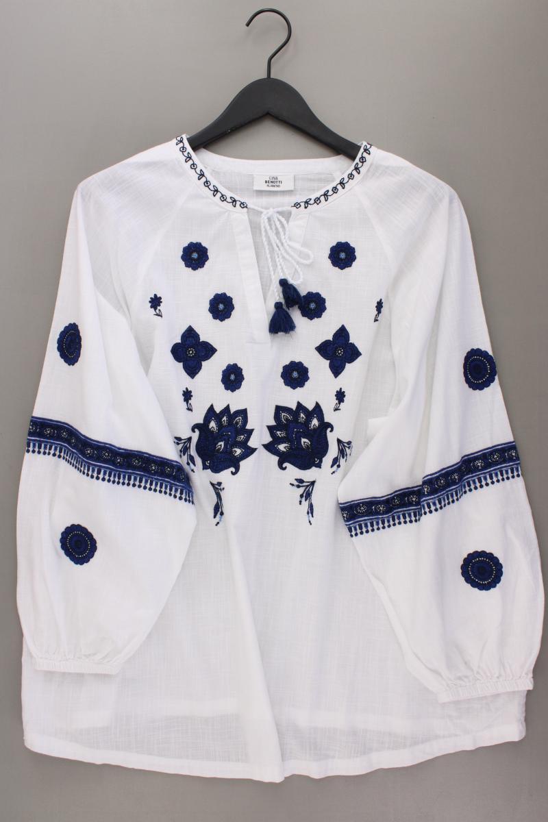Gina Benotti Bluse Gr. 48/50 Langarm weiß