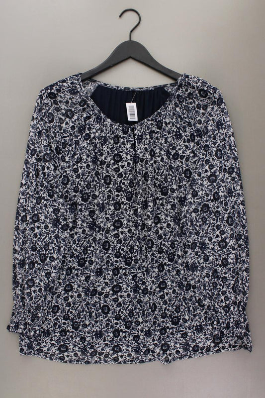 Langarmbluse Gr. 46 mit Blumenmuster blau