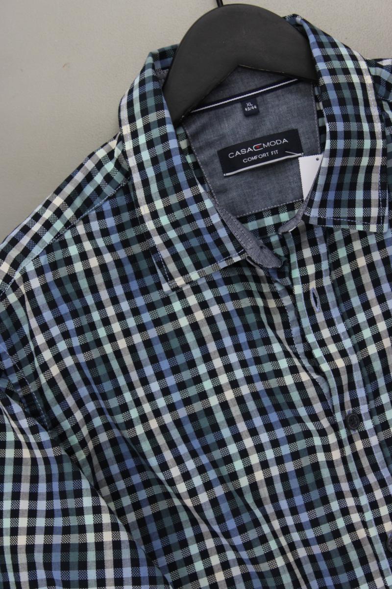 Casa Moda Karohemd für Herren Gr. Hemdgröße 43/44 kariert Kurzarm blau