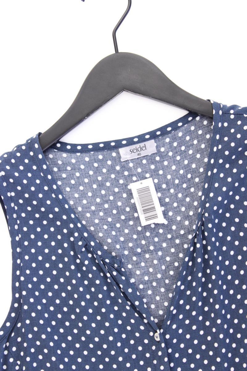 Seidel Ärmellose Bluse Gr. 40 gepunktet blau aus Viskose