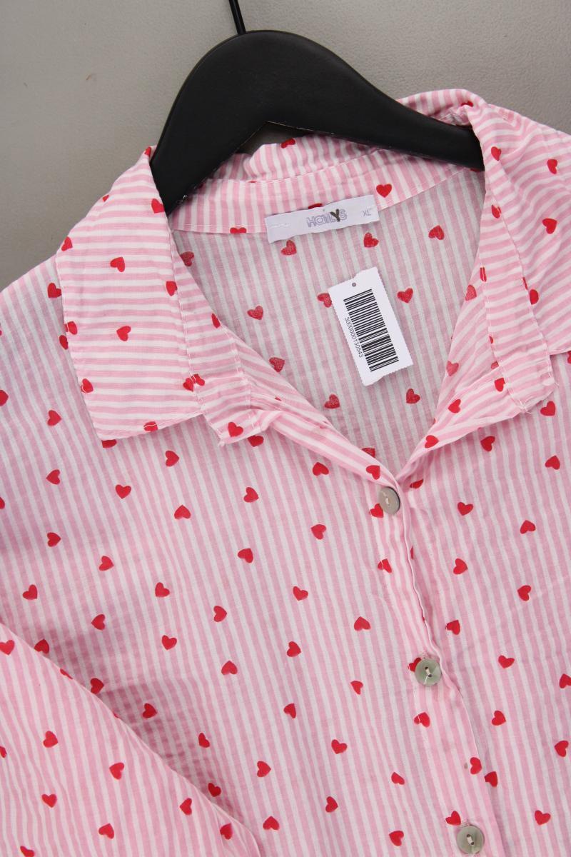 Haily's Bluse mit Herzmuster Gr. XL gestreift Langarm rosa aus Baumwolle