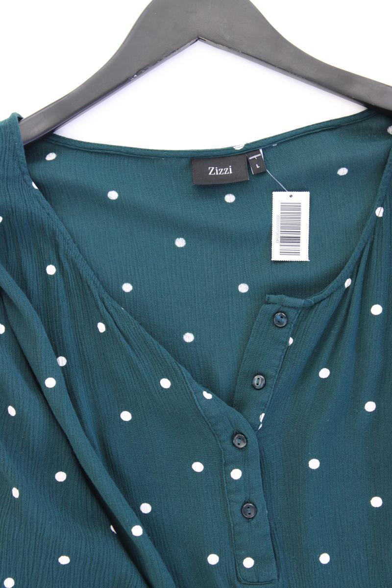 Zizzi Longbluse Gr. 50/52 gepunktet Langarm grün