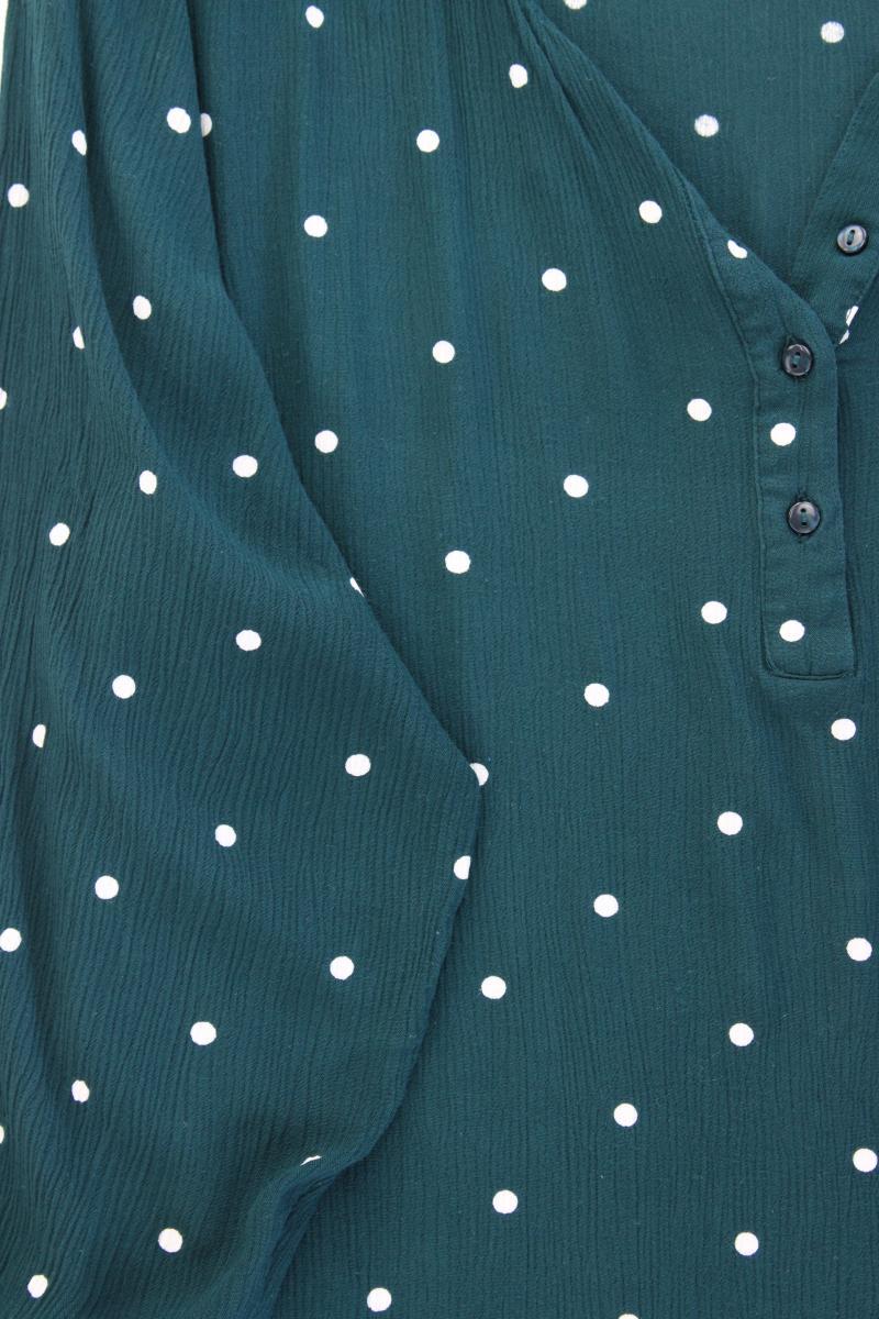 Zizzi Longbluse Gr. 50/52 gepunktet Langarm grün