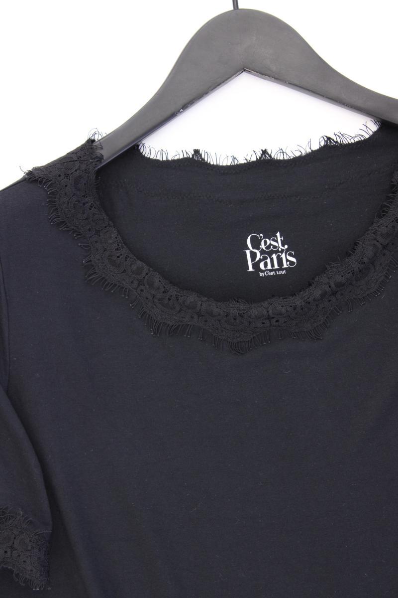 C'est Paris T-Shirt Gr. 42 Kurzarm schwarz aus Modal