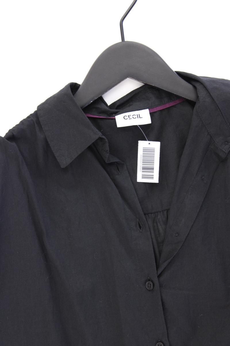 Cecil Kurzarmbluse Gr. XS schwarz aus Baumwolle