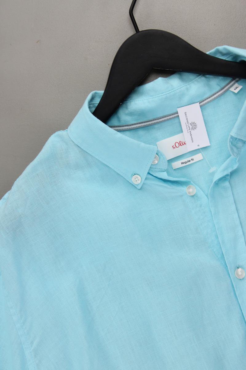 s.Oliver Leinenhemd für Herren Gr. XXL Kurzarm türkis