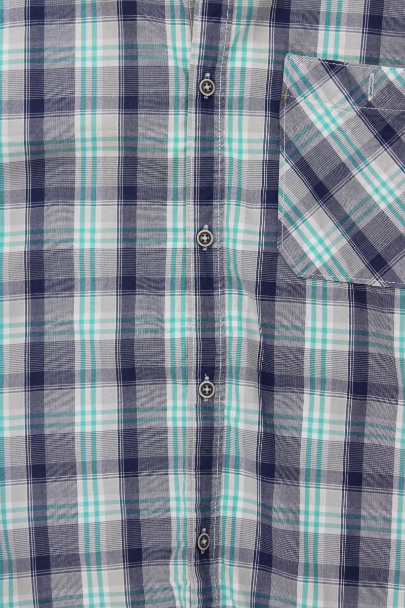 Tom Tailor Karohemd für Herren Gr. XL kariert Kurzarm blau aus Baumwolle