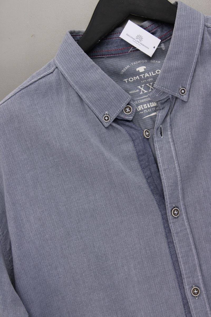 Tom Tailor Kurzarmhemd für Herren Gr. XXL blau aus Baumwolle