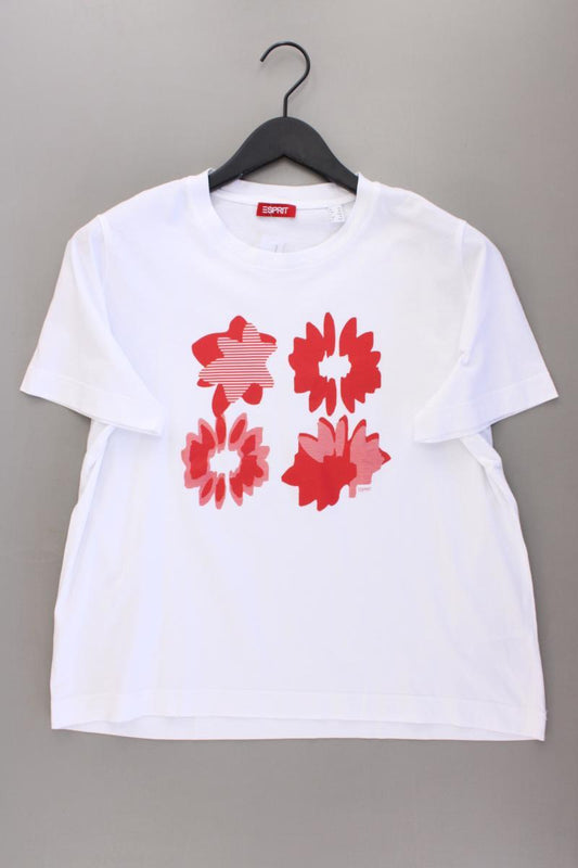 Esprit Printshirt Gr. XL neuwertig Kurzarm weiß aus Baumwolle