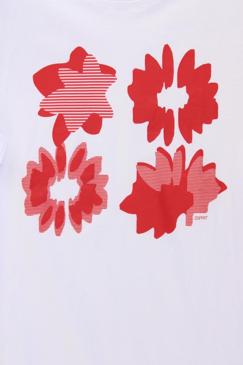 Esprit Printshirt Gr. XL neuwertig Kurzarm weiß aus Baumwolle
