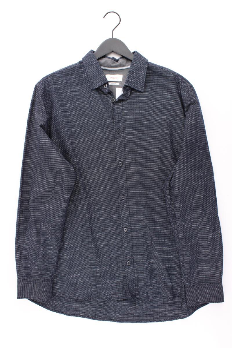 s.Oliver Langarmhemd für Herren Gr. XL grau aus Baumwolle