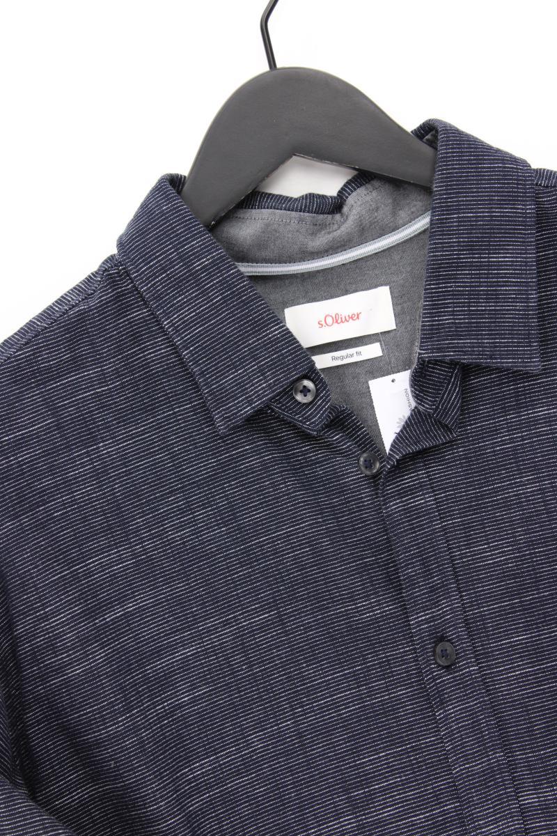 s.Oliver Langarmhemd für Herren Gr. XL grau aus Baumwolle