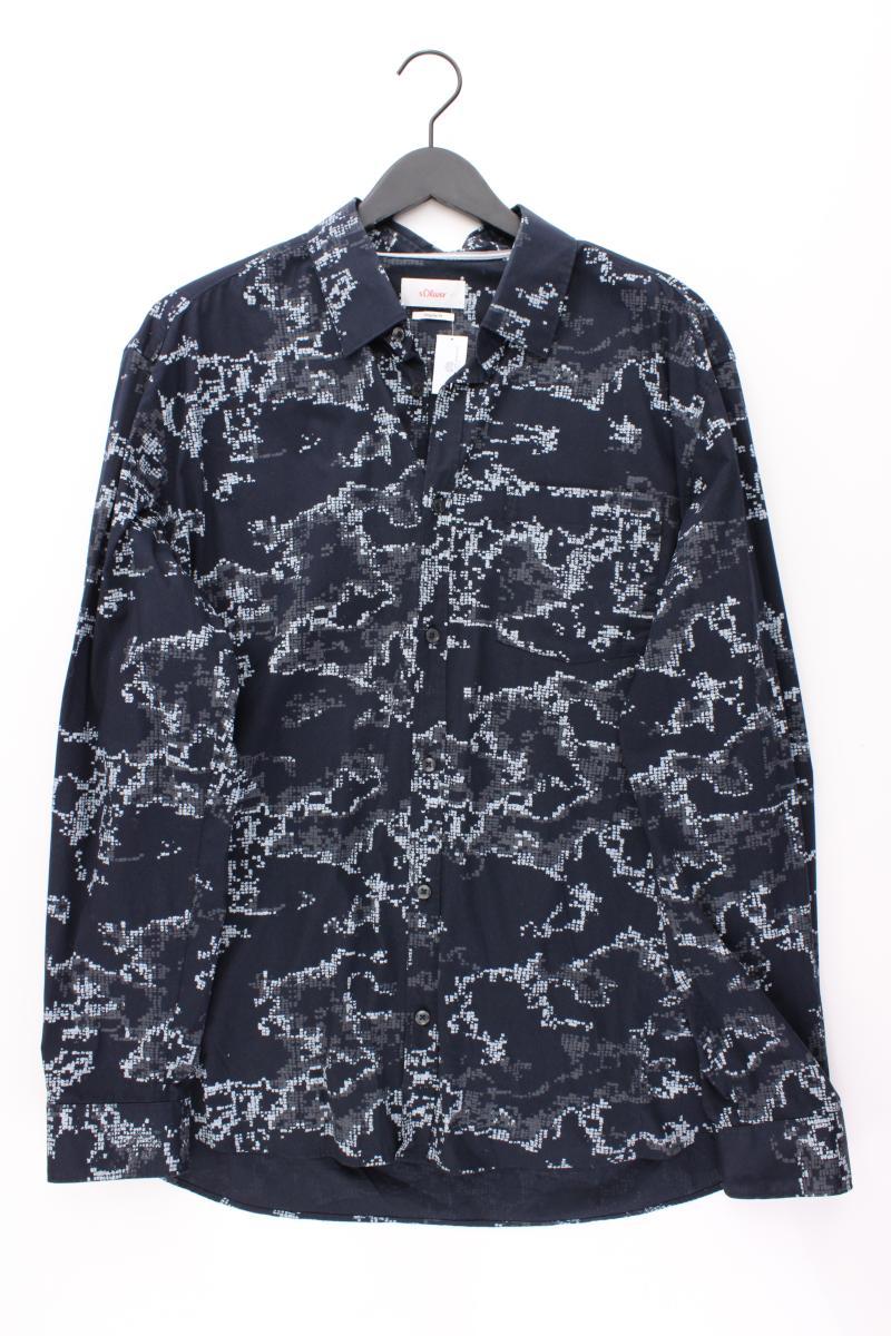 s.Oliver Langarmhemd für Herren Gr. XXL blau aus Baumwolle