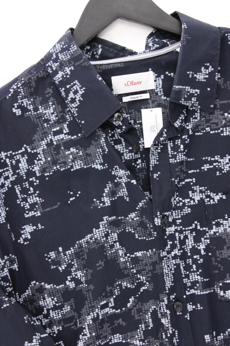 s.Oliver Langarmhemd für Herren Gr. XXL blau aus Baumwolle