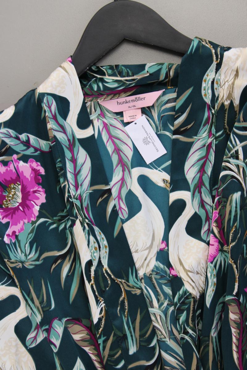Hunkemöller Kimono Mantel Gr. XL/XXL mit Blumenmuster neuwertig 3/4 Ärmel grün