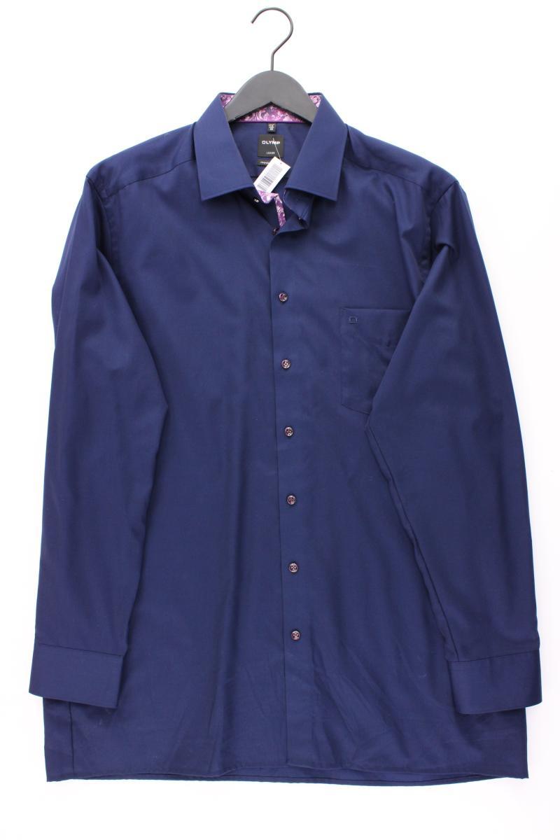 Olymp Langarmhemd für Herren Gr. Hemdgröße 44 blau aus Baumwolle