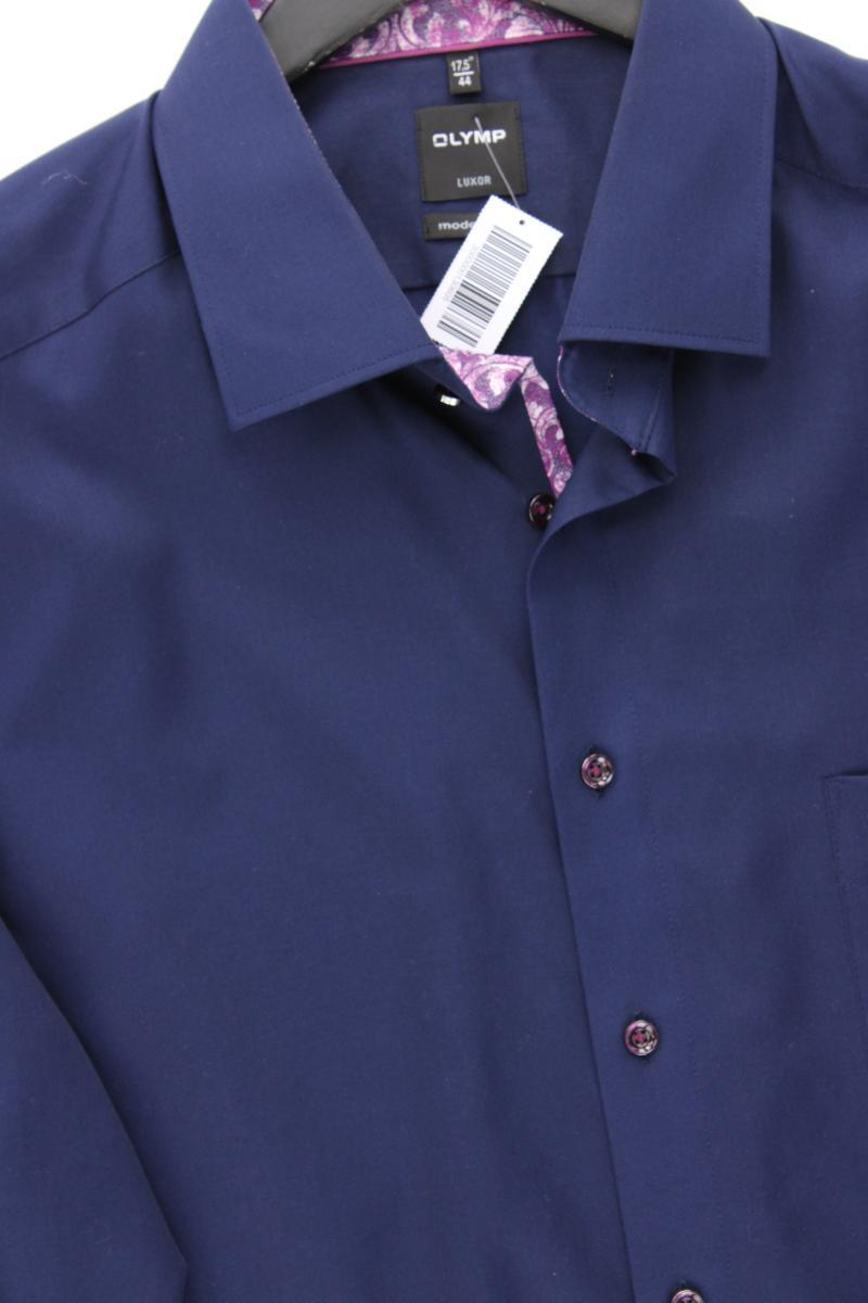 Olymp Langarmhemd für Herren Gr. Hemdgröße 44 blau aus Baumwolle