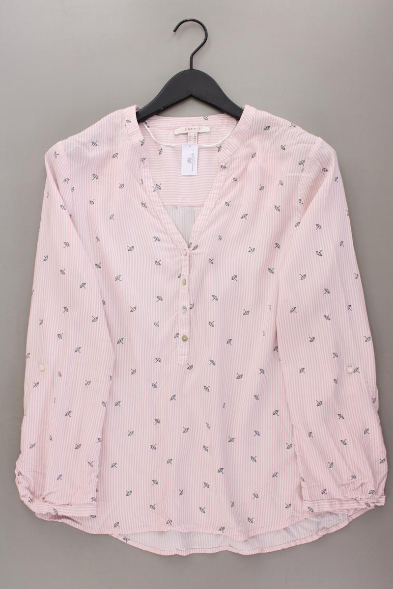 Esprit Bluse mit Regenschirmmuster Gr. 44 Langarm rosa aus Viskose