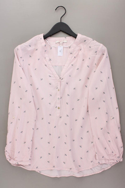 Esprit Bluse mit Regenschirmmuster Gr. 44 Langarm rosa aus Viskose