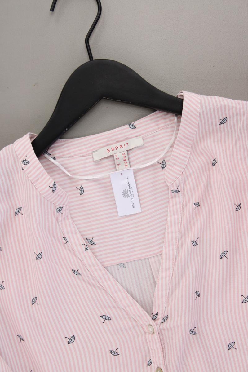 Esprit Bluse mit Regenschirmmuster Gr. 44 Langarm rosa aus Viskose