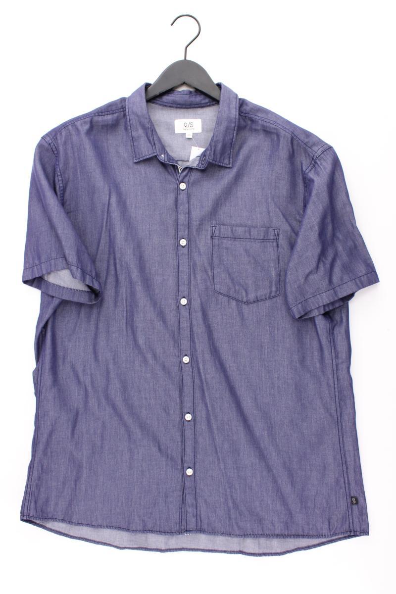 QS by s.Oliver Kurzarmhemd für Herren Gr. XXL blau aus Baumwolle
