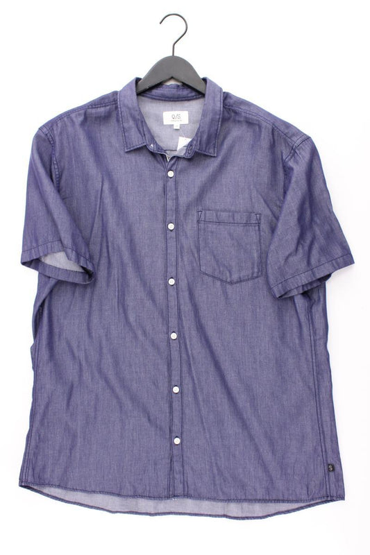 QS by s.Oliver Kurzarmhemd für Herren Gr. XXL blau aus Baumwolle