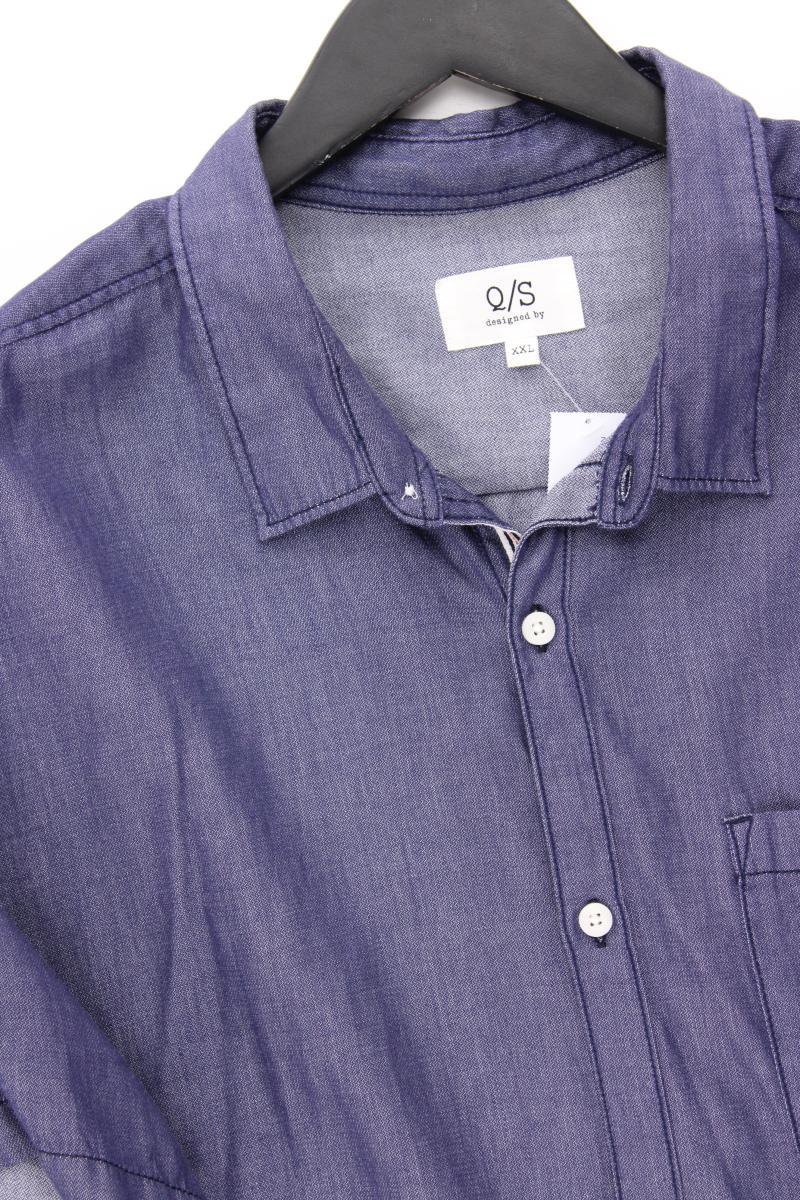 QS by s.Oliver Kurzarmhemd für Herren Gr. XXL blau aus Baumwolle