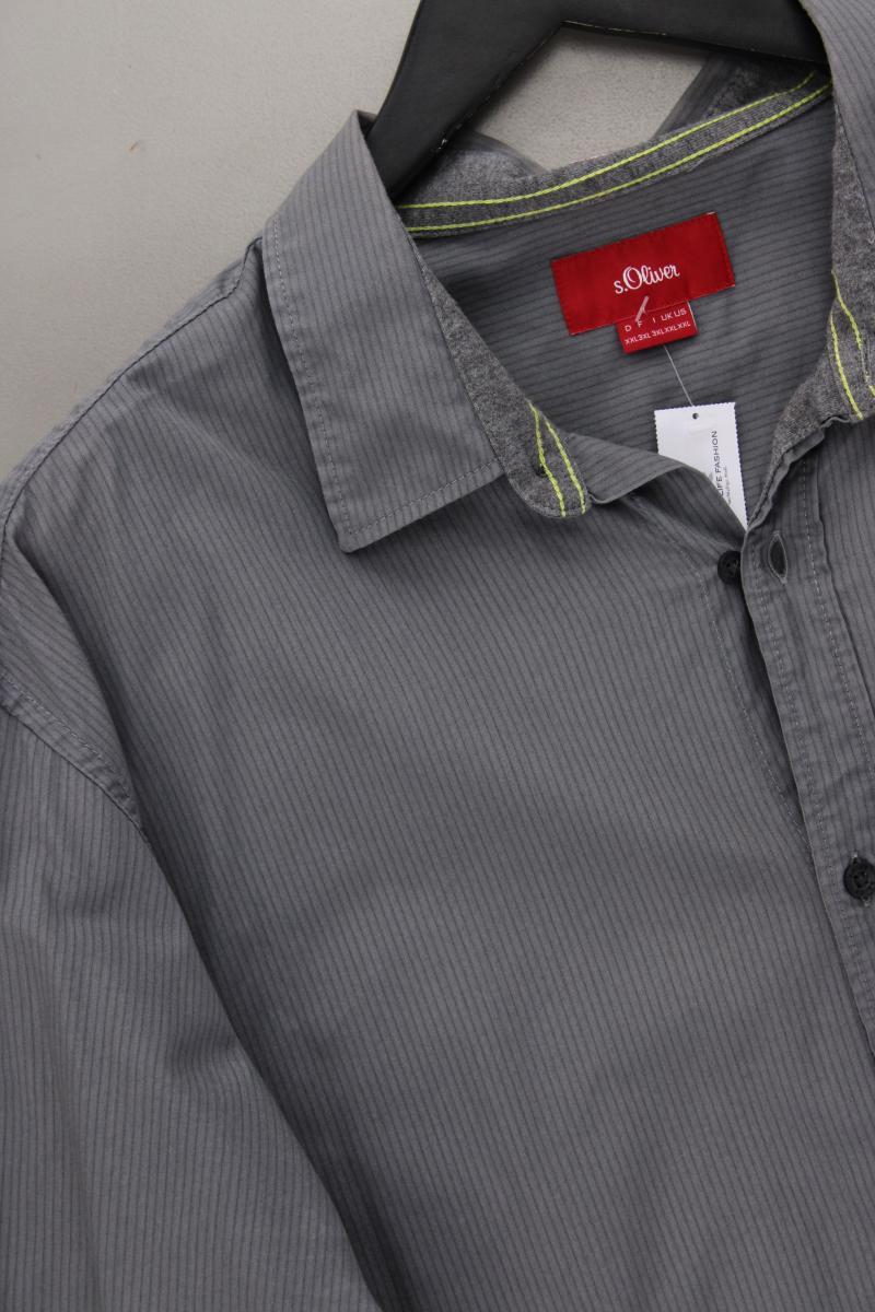 s.Oliver Kurzarmhemd für Herren Gr. XXL grau aus Baumwolle
