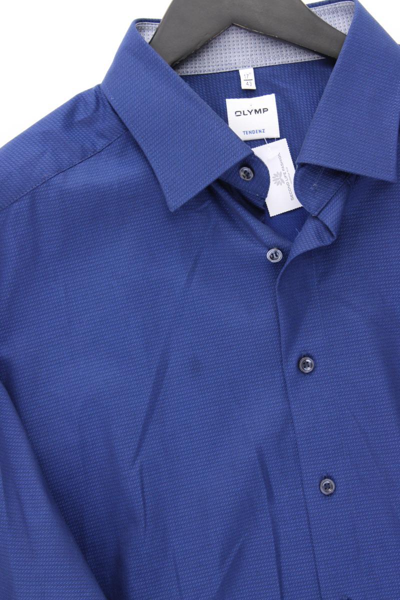 Olymp Langarmhemd für Herren Gr. Hemdgröße 43 blau aus Baumwolle